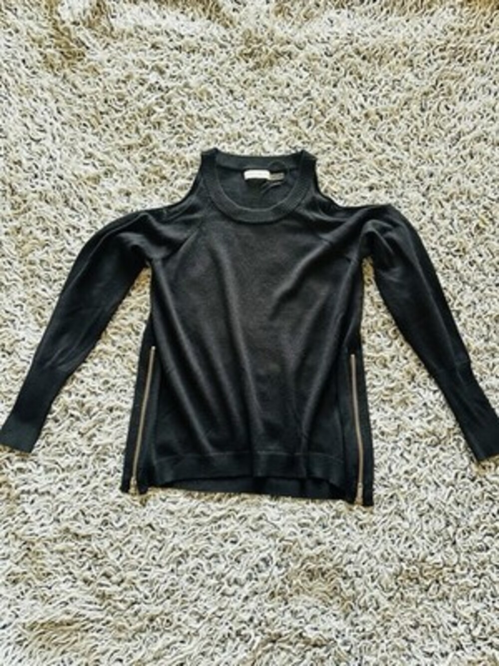 RAMY BROOK New York $295 Wool Zip Sides Tasha Cold Shoulder Sweater Top Size XS